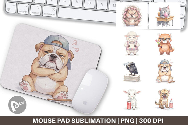 Mouse Pad Sassy Rebellious School Animal Sublimation artnoy 