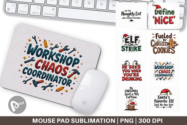 Mouse Pad Sassy Santa's Sayings Sarcastic Christmas Quotes Sublimation artnoy 