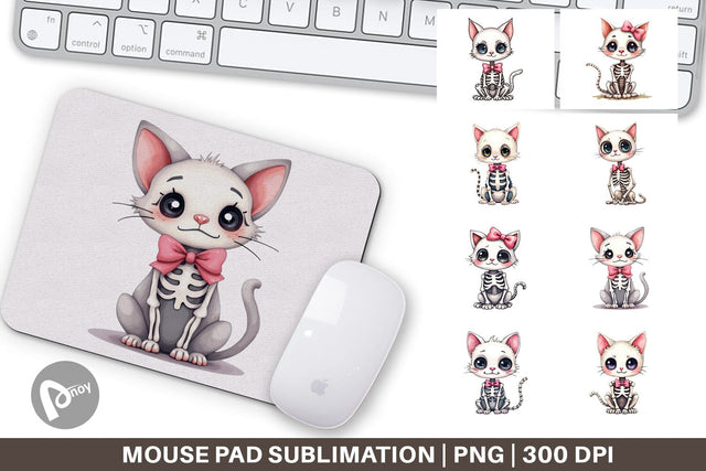 Mouse Pad Sassy Skeleton Cat Sublimation artnoy 