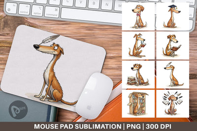 Mouse Pad Scholarly Canine Dog Watercolor Sublimation artnoy 