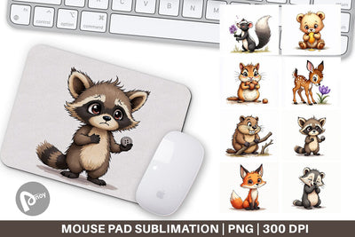 Mouse Pad Scruffy Woodland Wanderers Forest Friends Sublimation artnoy 