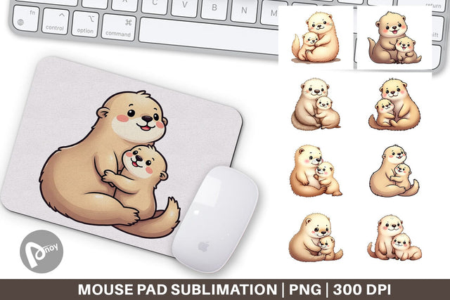 Mouse Pad Sea Otter Mother's Day Sublimation artnoy 