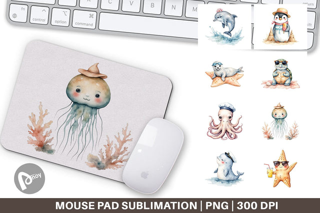Mouse Pad Seaside Critter Friends Sublimation artnoy 