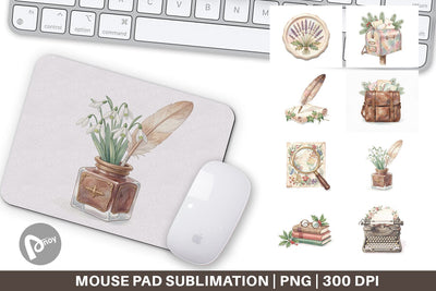 Mouse Pad Sentimental Holiday Post Watercolor Sublimation artnoy 
