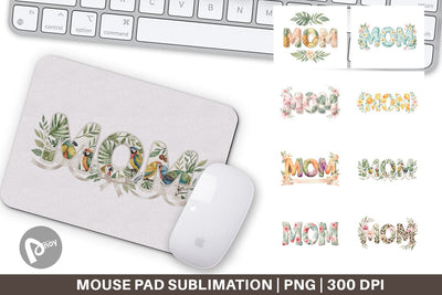 Mouse Pad Shabby Chic Tropical MOM Watercolor Sublimation artnoy 