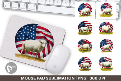 Mouse Pad Sheep 4th of July Sublimation artnoy 