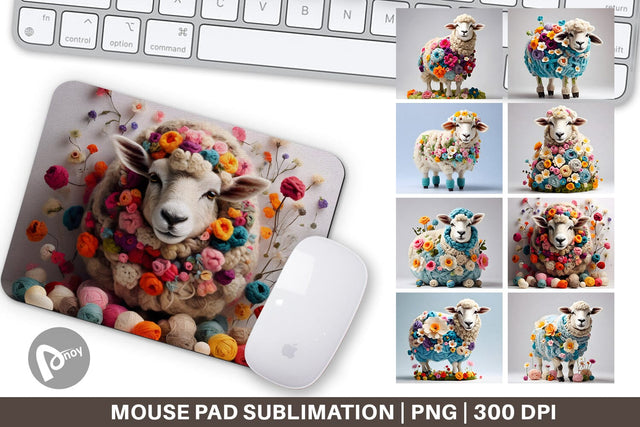 Mouse Pad Sheep Easter Embroidery Sublimation artnoy 
