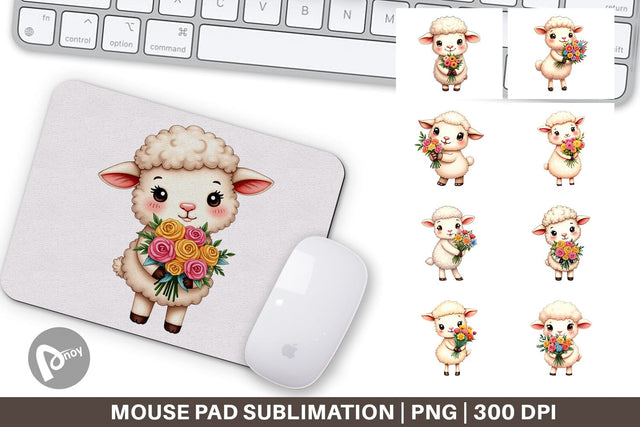 Mouse Pad Sheep Spring Bouquet Sublimation artnoy 