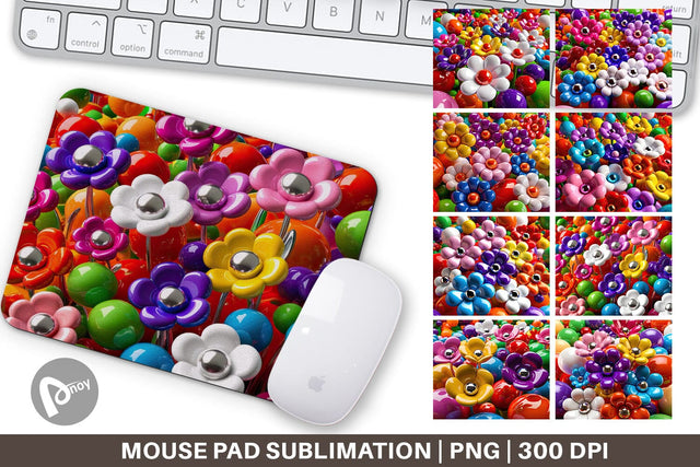 Mouse Pad Shiny 3D Flowers Sublimation artnoy 