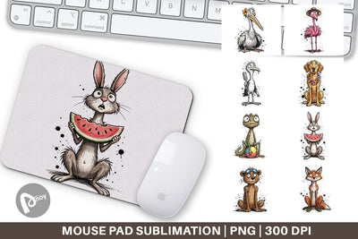 Mouse Pad Skinny Beach Sketch Animal Sublimation artnoy 