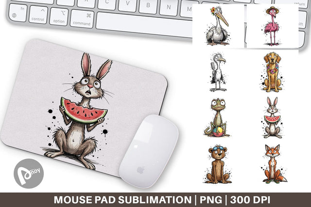 Mouse Pad Skinny Beach Sketch Animal Sublimation artnoy 