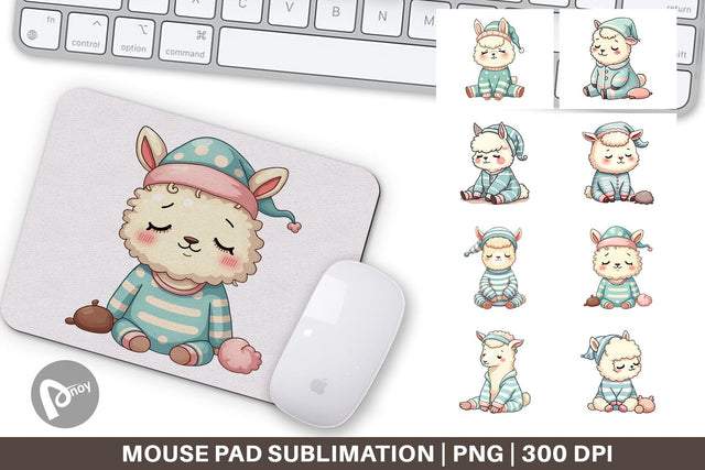 Mouse Pad Sleepy Alpaca Sublimation artnoy 