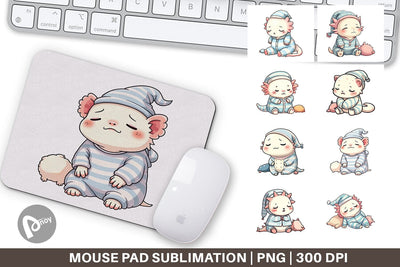 Mouse Pad Sleepy Axolotl Sublimation artnoy 