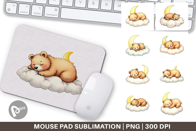 Mouse Pad Sleepy Bear Cloud Sublimation artnoy 