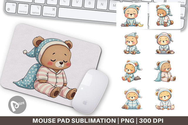 Mouse Pad Sleepy Bear Sublimation artnoy 