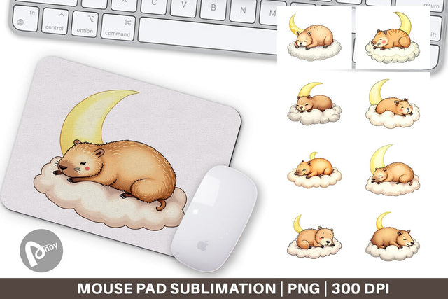 Mouse Pad Sleepy Capybara Cloud Sublimation artnoy 