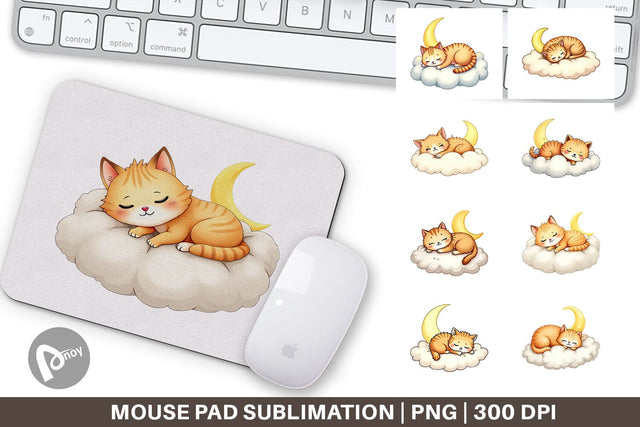 Mouse Pad Sleepy Cat Cloud Sublimation artnoy 