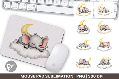 Mouse Pad Sleepy Elephant Cloud Sublimation artnoy 
