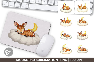 Mouse Pad Sleepy Fawn Cloud Sublimation artnoy 
