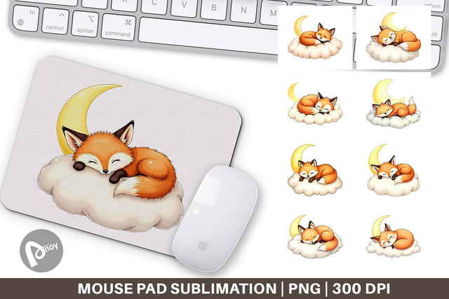 Mouse Pad Sleepy Fox Cloud Sublimation artnoy 