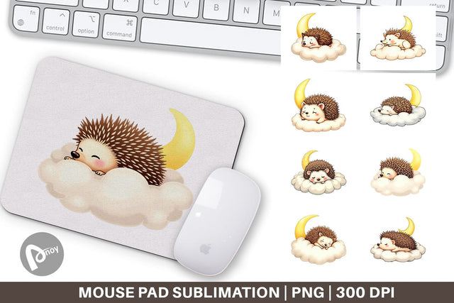 Mouse Pad Sleepy Hedgehog Cloud Sublimation artnoy 