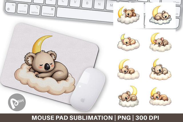 Mouse Pad Sleepy Koala Cloud Sublimation artnoy 