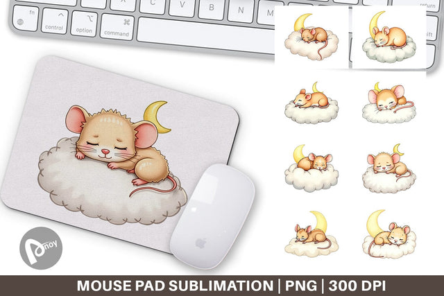 Mouse Pad Sleepy Mouse Cloud Sublimation artnoy 