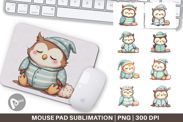 Mouse Pad Sleepy Owl Sublimation artnoy 