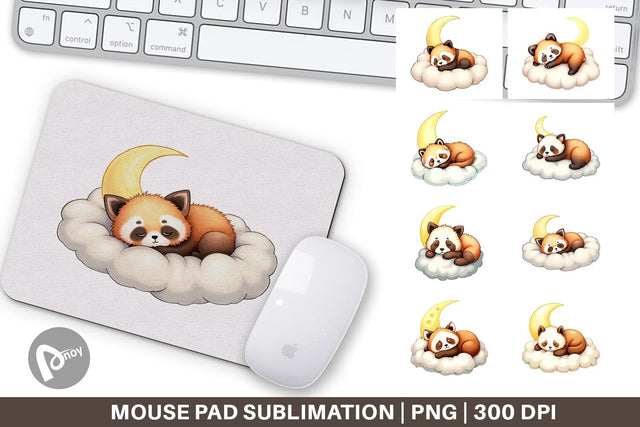 Mouse Pad Sleepy Panda Cloud Sublimation artnoy 