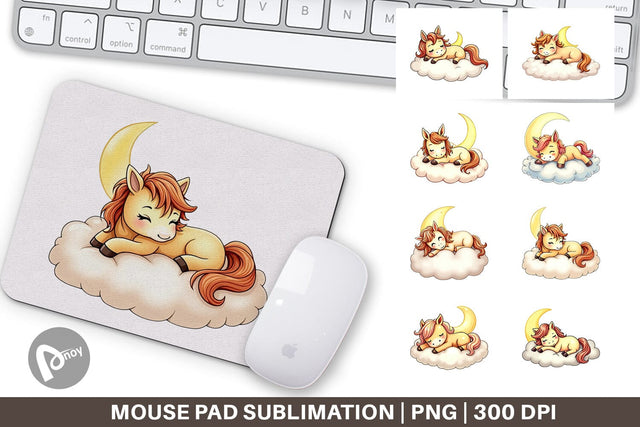 Mouse Pad Sleepy Pony Cloud Sublimation artnoy 