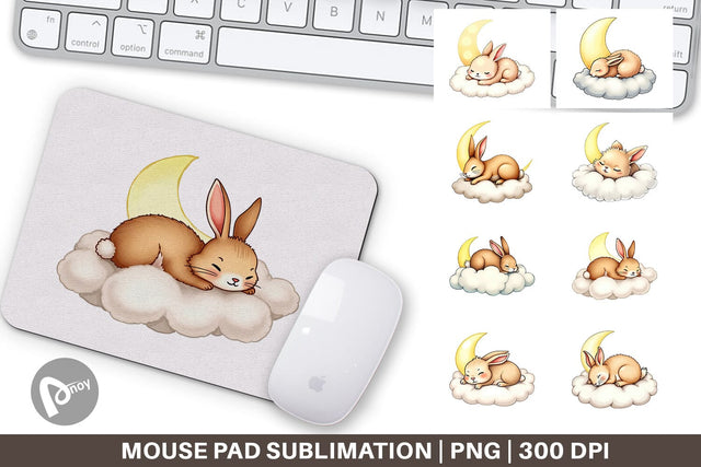 Mouse Pad Sleepy Rabbit Cloud Sublimation artnoy 