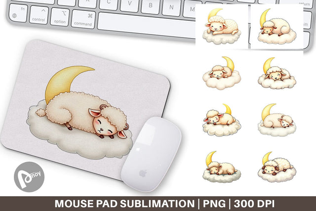 Mouse Pad Sleepy Sheep Cloud Sublimation artnoy 