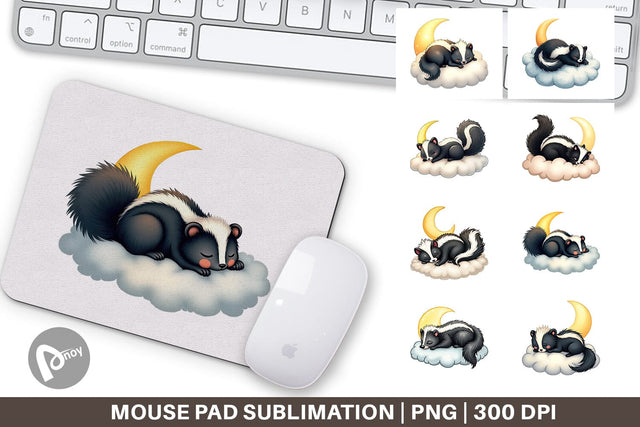 Mouse Pad Sleepy Skunk Cloud Sublimation artnoy 
