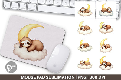 Mouse Pad Sleepy Sloth Cloud Sublimation artnoy 
