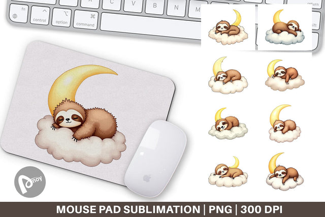 Mouse Pad Sleepy Sloth Cloud Sublimation artnoy 