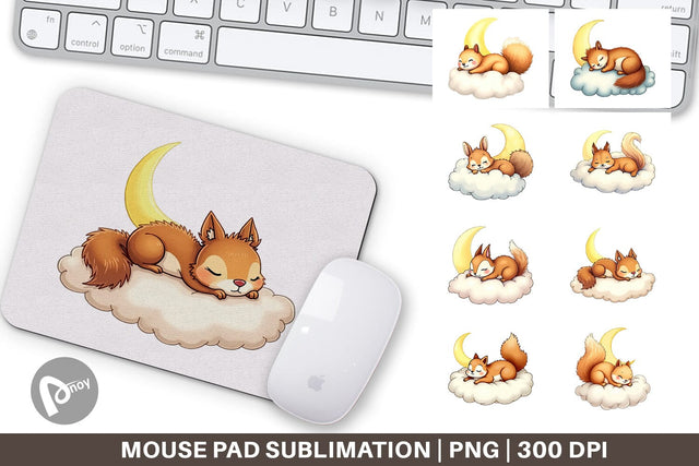 Mouse Pad Sleepy Squirrel Cloud Sublimation artnoy 