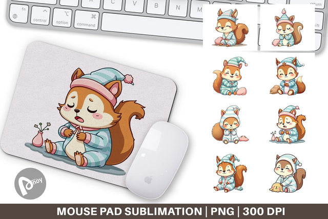 Mouse Pad Sleepy Squirrel Sublimation artnoy 