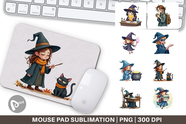 Mouse Pad Sleepy Witch Intern Sublimation artnoy 