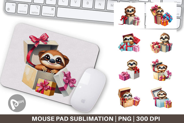 Mouse Pad Sloth Gift Sublimation artnoy 