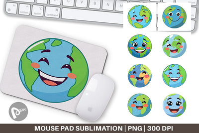 Mouse Pad Smiling Earth Sublimation artnoy 