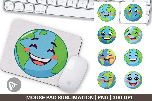 Mouse Pad Smiling Earth Sublimation artnoy 
