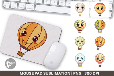 Mouse Pad Smiling Hot Air Balloon Sublimation artnoy 