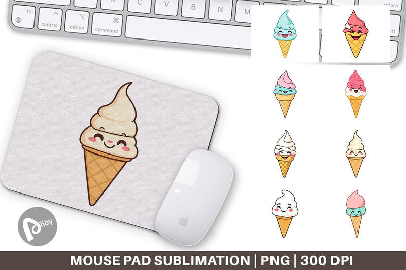 Mouse Pad Smiling Ice Cream Sublimation artnoy 