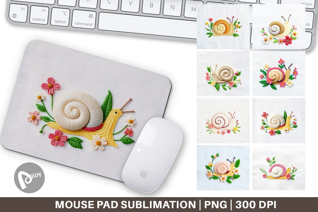 Mouse Pad Snail Embroidery Sublimation artnoy 