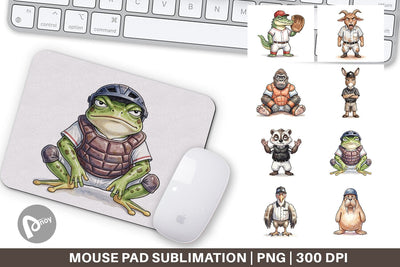 Mouse Pad Snarky Baseball Catcher Watercolor Sublimation artnoy 