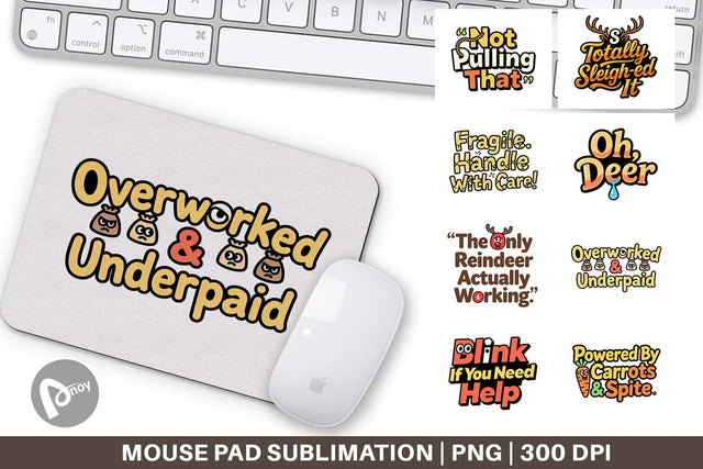 Mouse Pad Snarky Reindeer Holiday Sublimation artnoy 