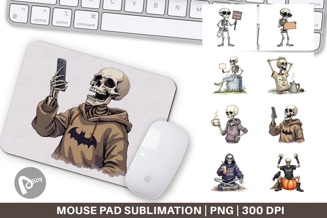 Mouse Pad Snarky Skeleton Sublimation artnoy 