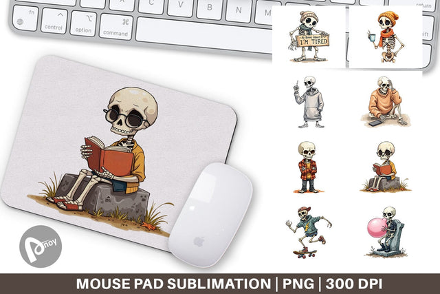 Mouse Pad Snarky Skeleton Sublimation artnoy 
