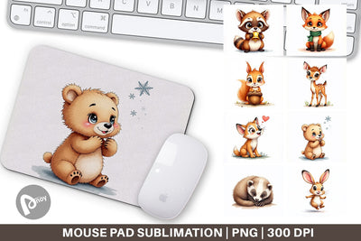 Mouse Pad Snow Buddies Watercolor Sublimation artnoy 