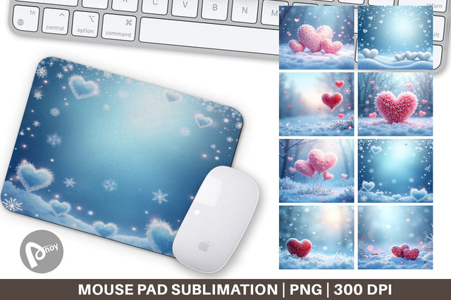 Mouse Pad Snow Hearts Sublimation artnoy 